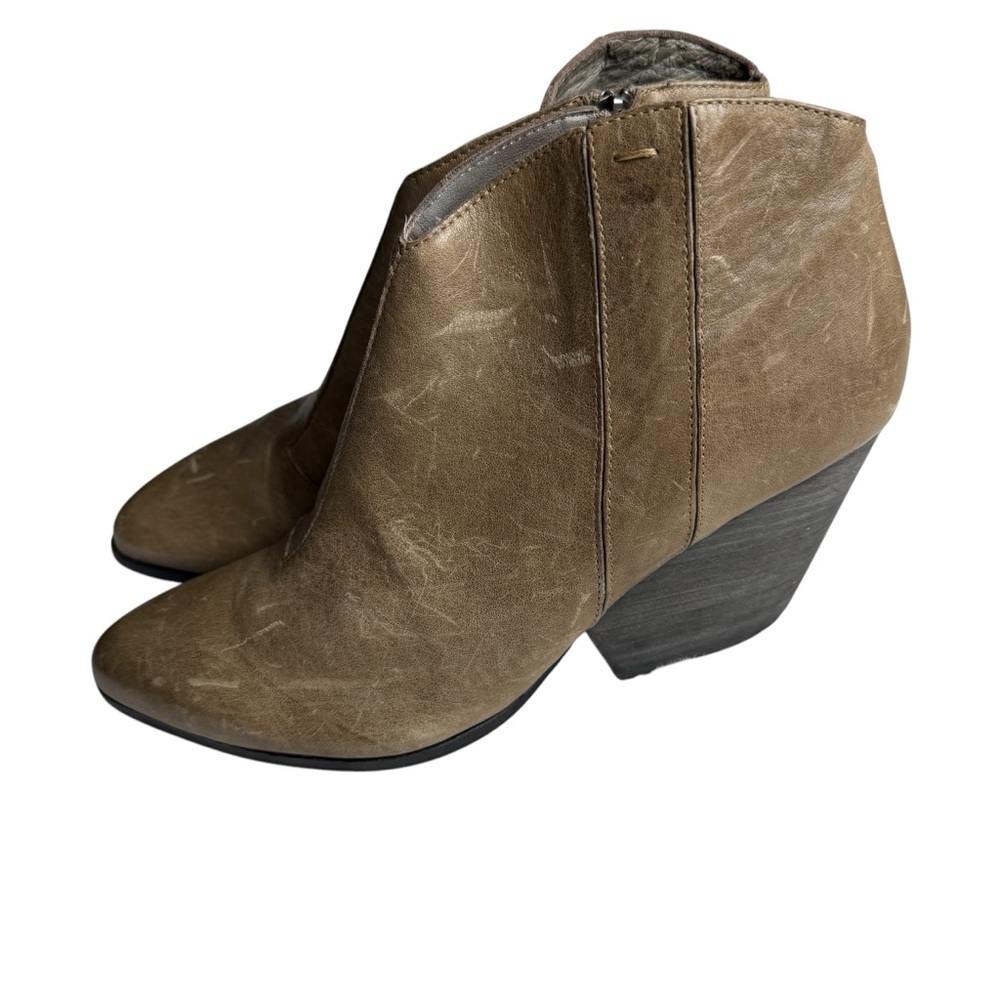EILEEN FISHER Ankle Boot Womens 11 Tan Leather Side Zip 3” Heel MSRP: $228 READ - Picture 3 of 11